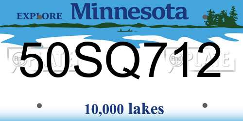 50SQ712 Minnesota License Plate