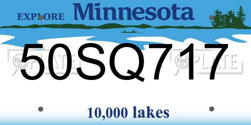50SQ717 Minnesota License Plate