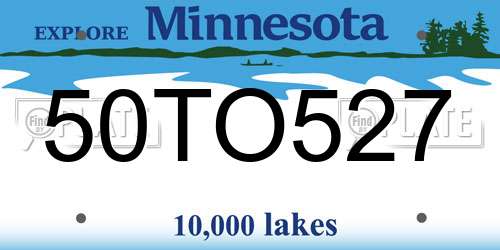 50TO527 Minnesota License Plate