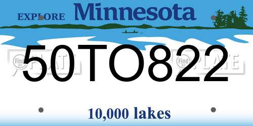 50TO822 Minnesota License Plate