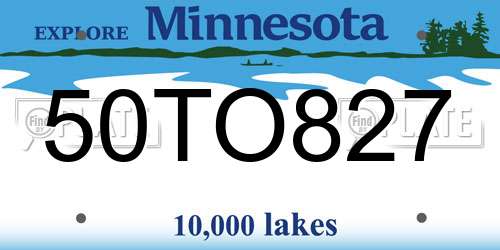 50TO827 Minnesota License Plate