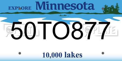 50TO877 Minnesota License Plate