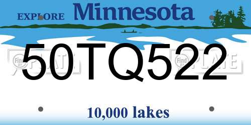 50TQ522 Minnesota License Plate