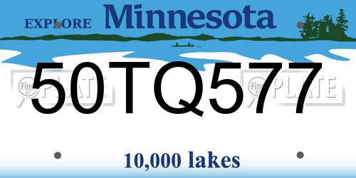 50TQ577 Minnesota License Plate