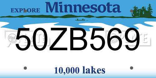50ZB569 Minnesota License Plate