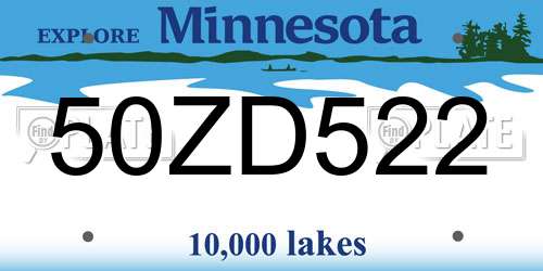 50ZD522 Minnesota License Plate