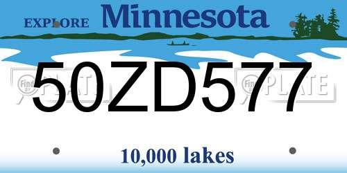 50ZD577 Minnesota License Plate