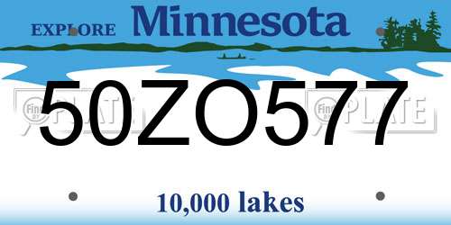 50ZO577 Minnesota License Plate