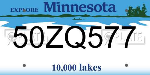 50ZQ577 Minnesota License Plate