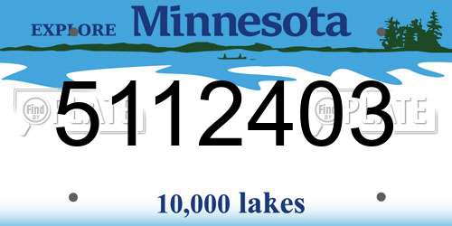 5112403 Minnesota License Plate