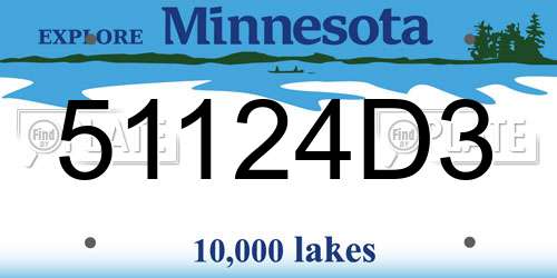 51124D3 Minnesota License Plate