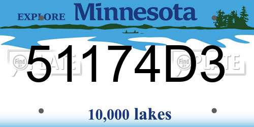 51174D3 Minnesota License Plate