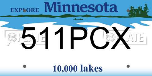 511PCX Minnesota License Plate