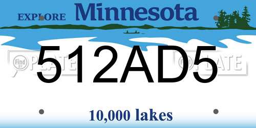 512AD5 Minnesota License Plate