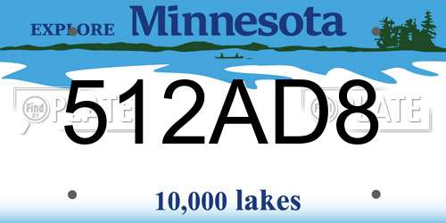 512AD8 Minnesota License Plate