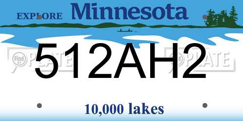 512AH2 Minnesota License Plate