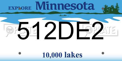 512DE2 Minnesota License Plate