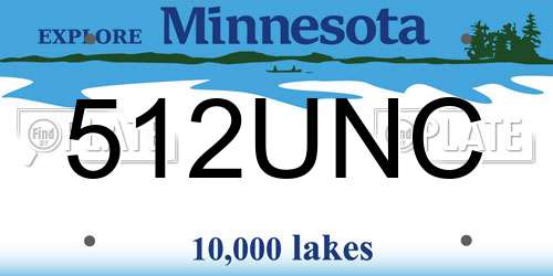 512UNC Minnesota License Plate