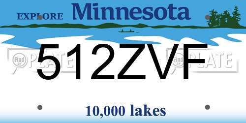 512ZVF Minnesota License Plate