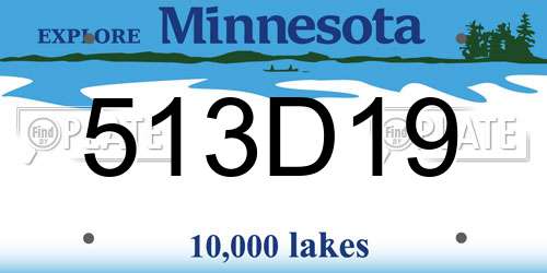 513D19 Minnesota License Plate