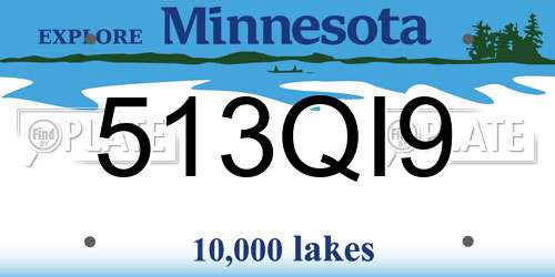 513QI9 Minnesota License Plate