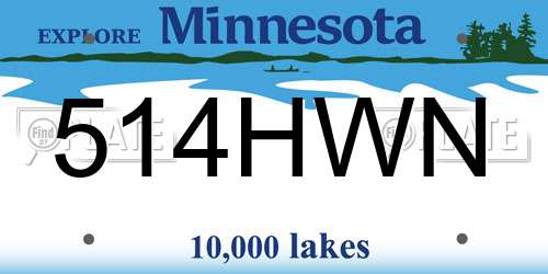514HWN Minnesota License Plate