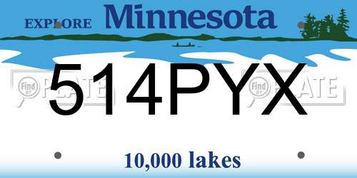 514PYX Minnesota License Plate