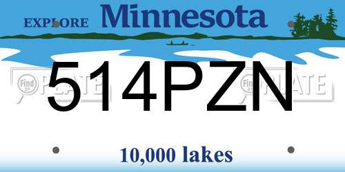 514PZN Minnesota License Plate