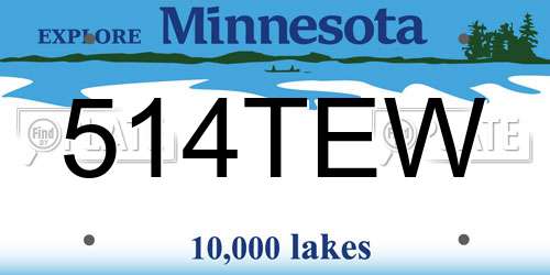 514TEW Minnesota License Plate