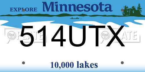 514UTX Minnesota License Plate