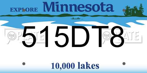 515DT8 Minnesota License Plate