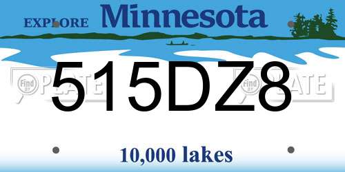 515DZ8 Minnesota License Plate