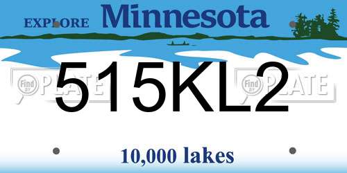 515KL2 Minnesota License Plate