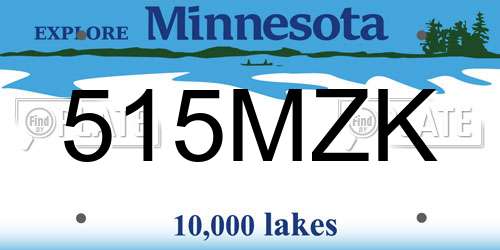 515MZK Minnesota License Plate