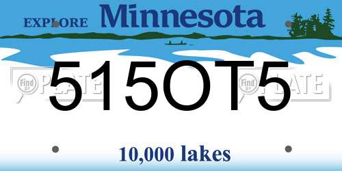 515OT5 Minnesota License Plate