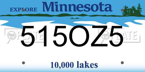 515OZ5 Minnesota License Plate