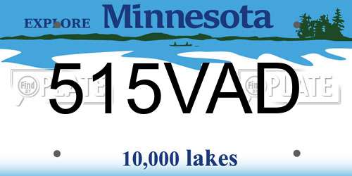 515VAD Minnesota License Plate