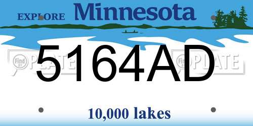 5164AD Minnesota License Plate