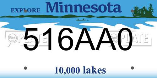 516AA0 Minnesota License Plate
