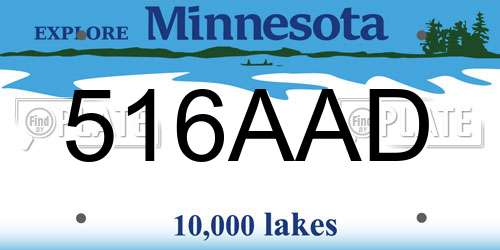 516AAD Minnesota License Plate