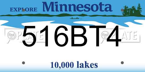 516BT4 Minnesota License Plate