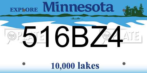 516BZ4 Minnesota License Plate