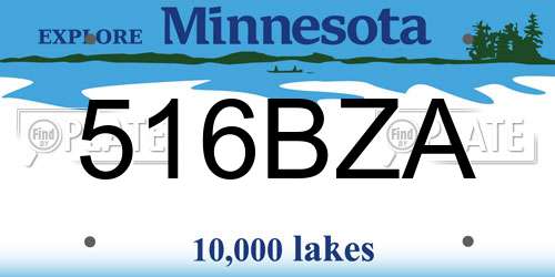 516BZA Minnesota License Plate