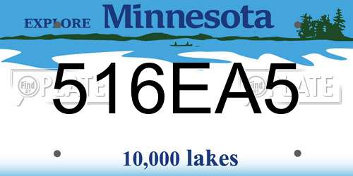 516EA5 Minnesota License Plate