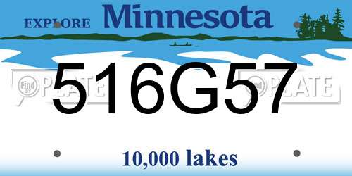 516G57 Minnesota License Plate