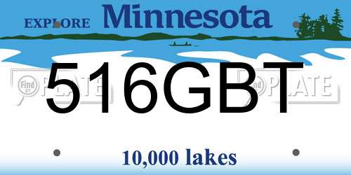 516GBT Minnesota License Plate