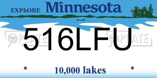 516LFU Minnesota License Plate