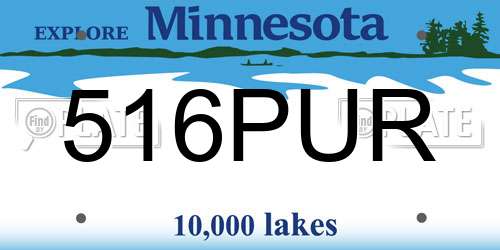 516PUR Minnesota License Plate