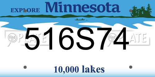 516S74 Minnesota License Plate