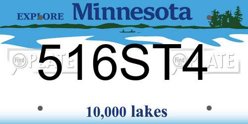 516ST4 Minnesota License Plate